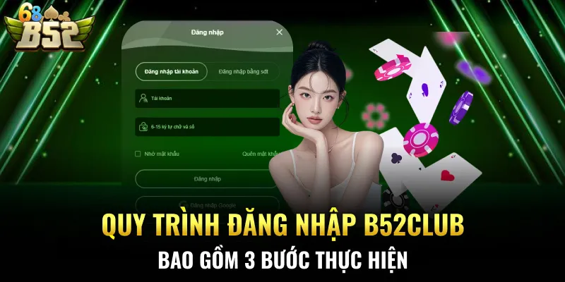 Quy trình đăng nhập B52CLUB bao gồm 3 bước thực hiện